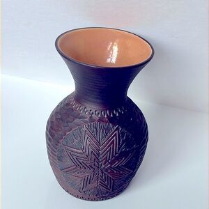 Vintage Kanyehgeh Pottery Six Nations Mohawk Vase Signed JS